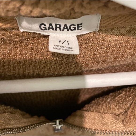 Garage Mock Neck Quarter-Zip Brown Sherpa Pullover - Picture 4 of 4